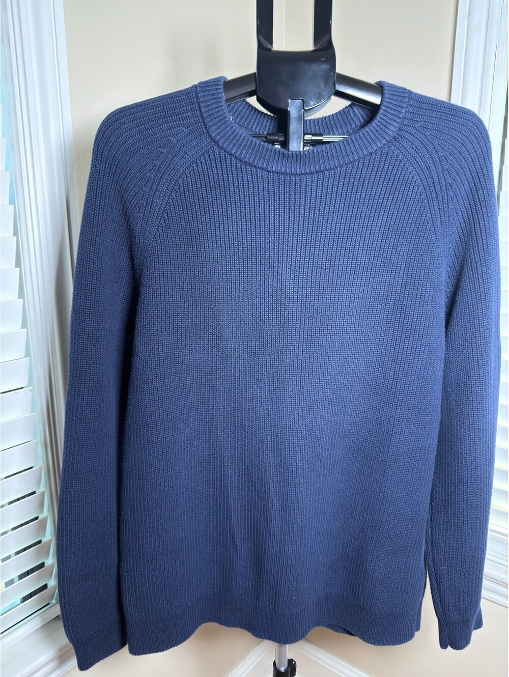 Quince Men’s XL Organic Cotton Ribbed Stitch Crewneck Sweater Navy NWOT Heavy